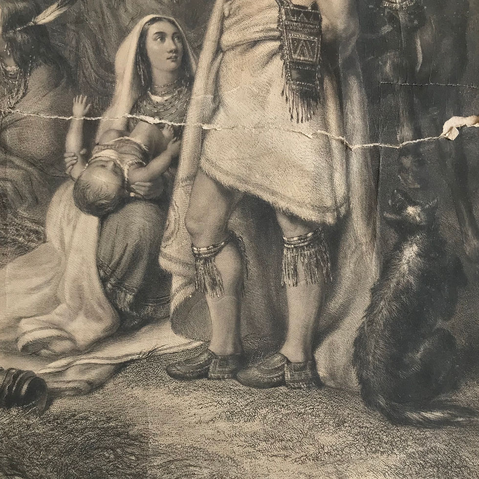 Thumbnail: Engraving of Rev Charles Wesley Preaching to American Indians - 1736
