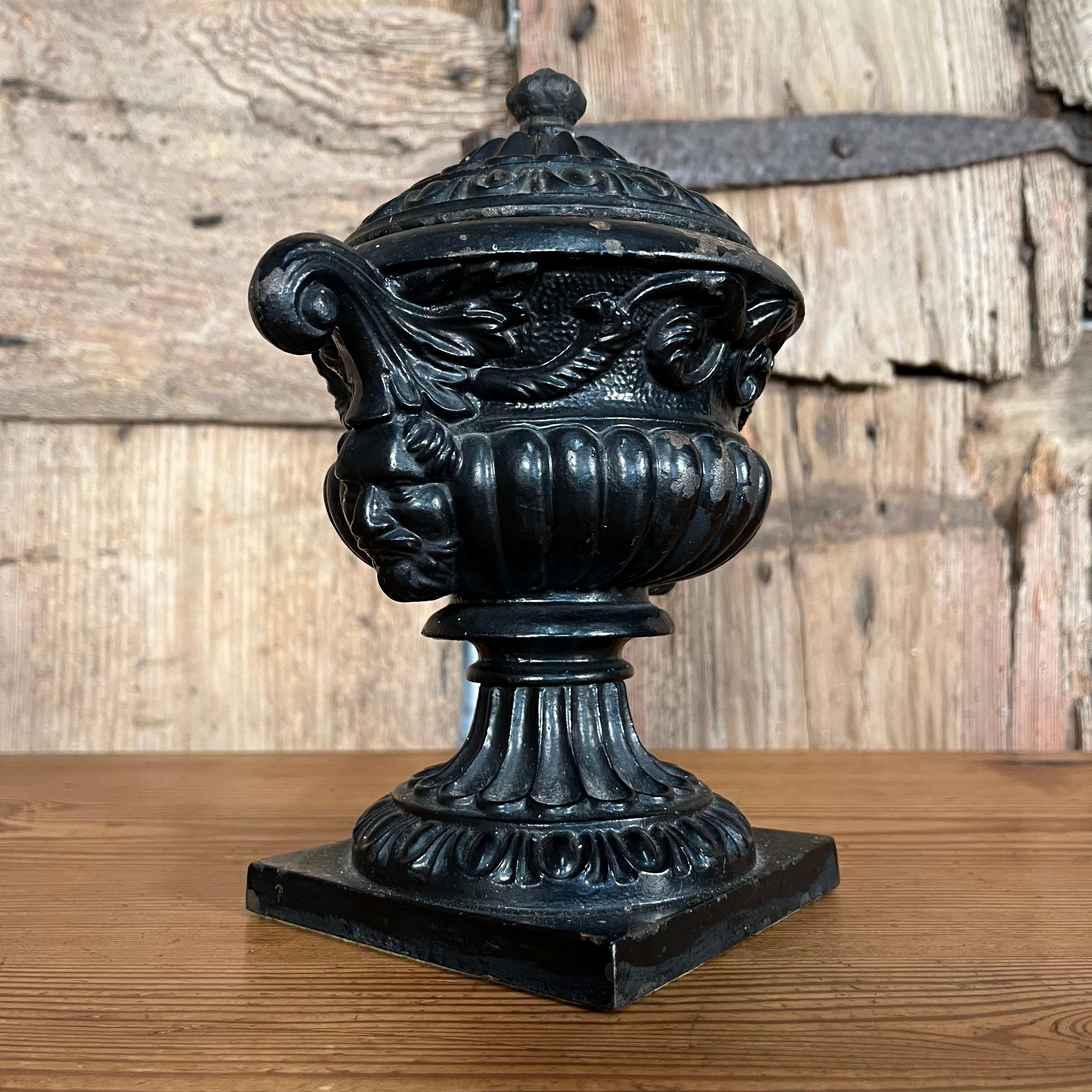 Neoclassical Cast Iron Lidded Urn