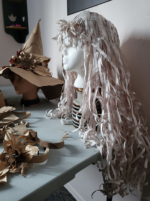 a close up shot of the paper wig I created