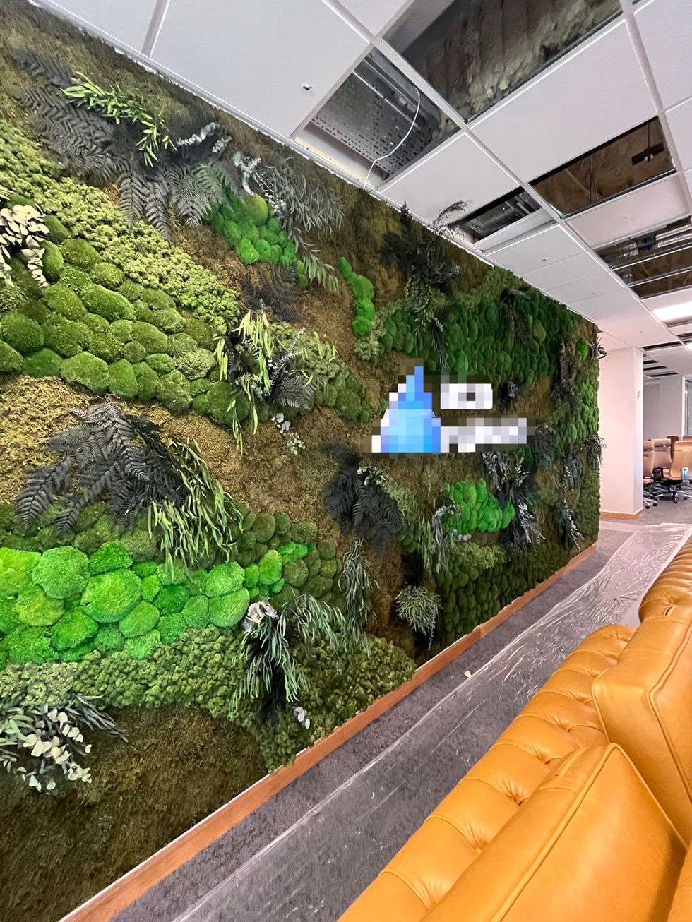 Preserved moss and foliage wall