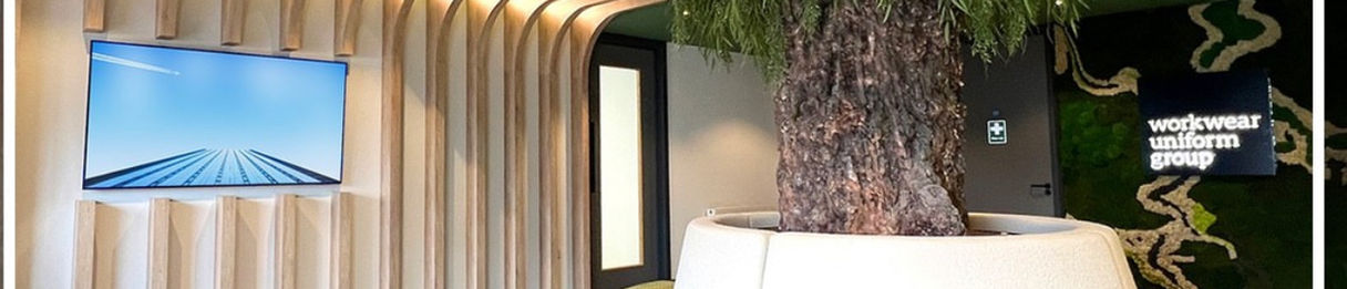 handmade large tree around in seating booth