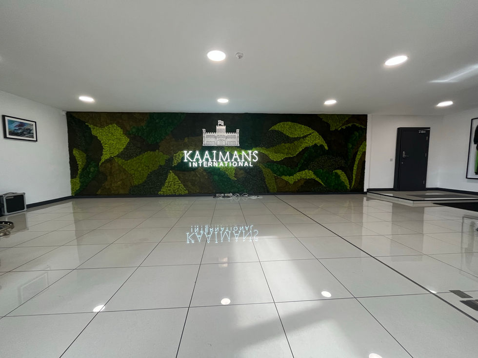 super car garage, with a moss wall