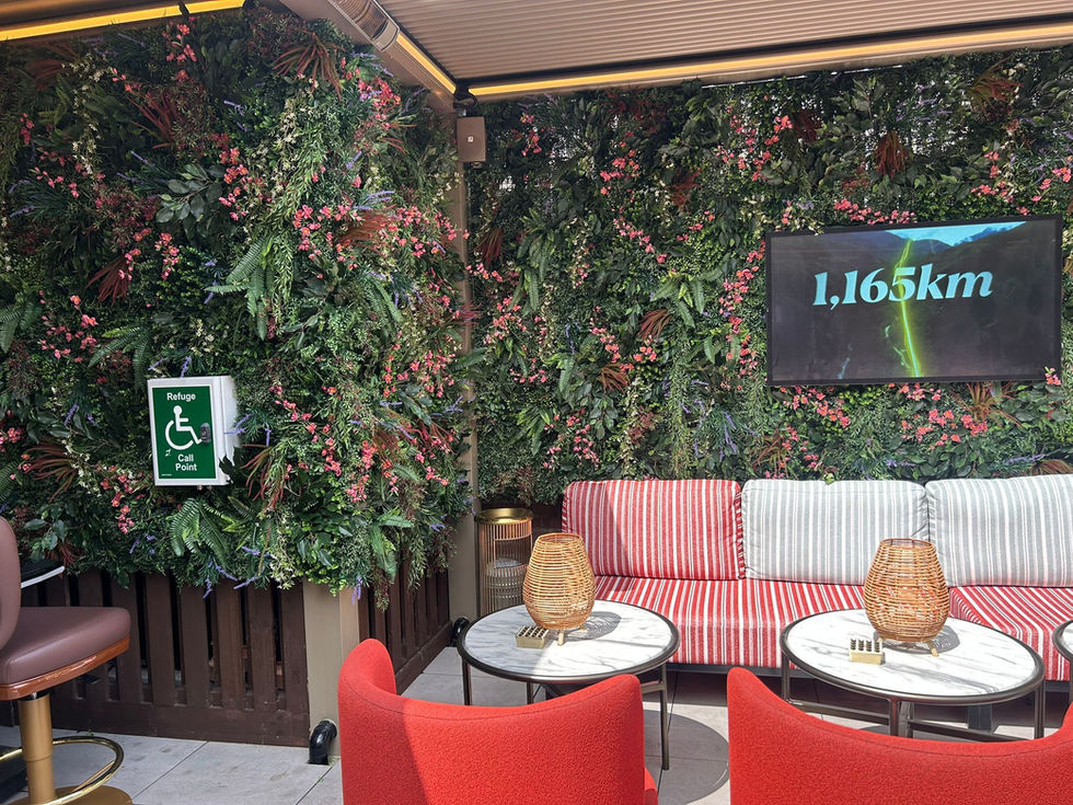 Outdoor flower wall in shisha bar