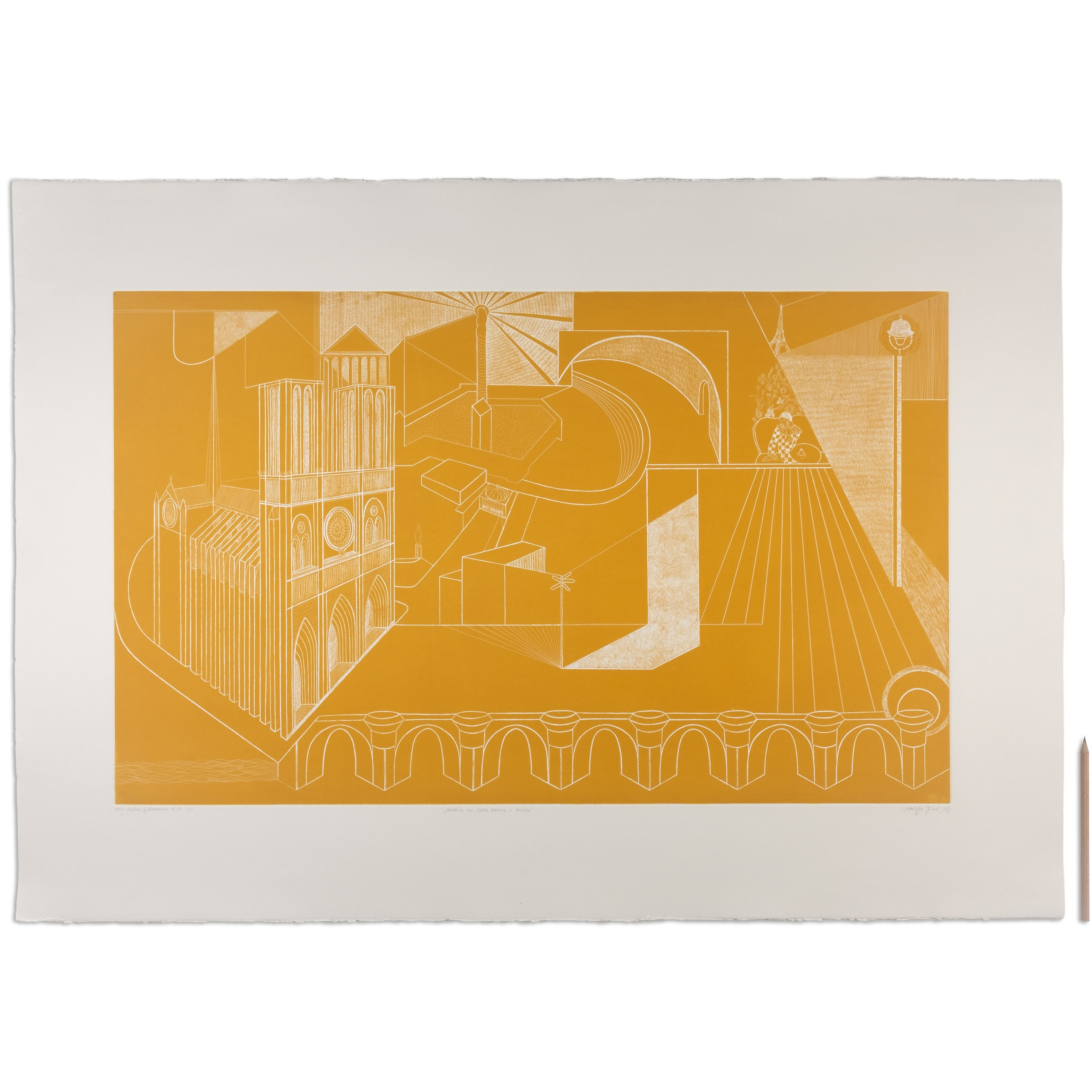 Harlekin in Notre-Dame v Parizu | Visoki tisk | 70 x 100 cm