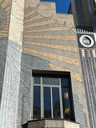 Inscriptions in mosaic in this magnificent building in Toulouse.