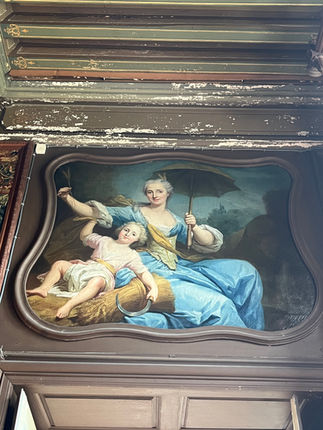 Peinture sur bois représentant une des familles propriétaire de ce château proche de Toulouse.