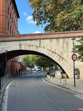 Photo the only arch visible in this historic district of Toulouse, of this old bridge.