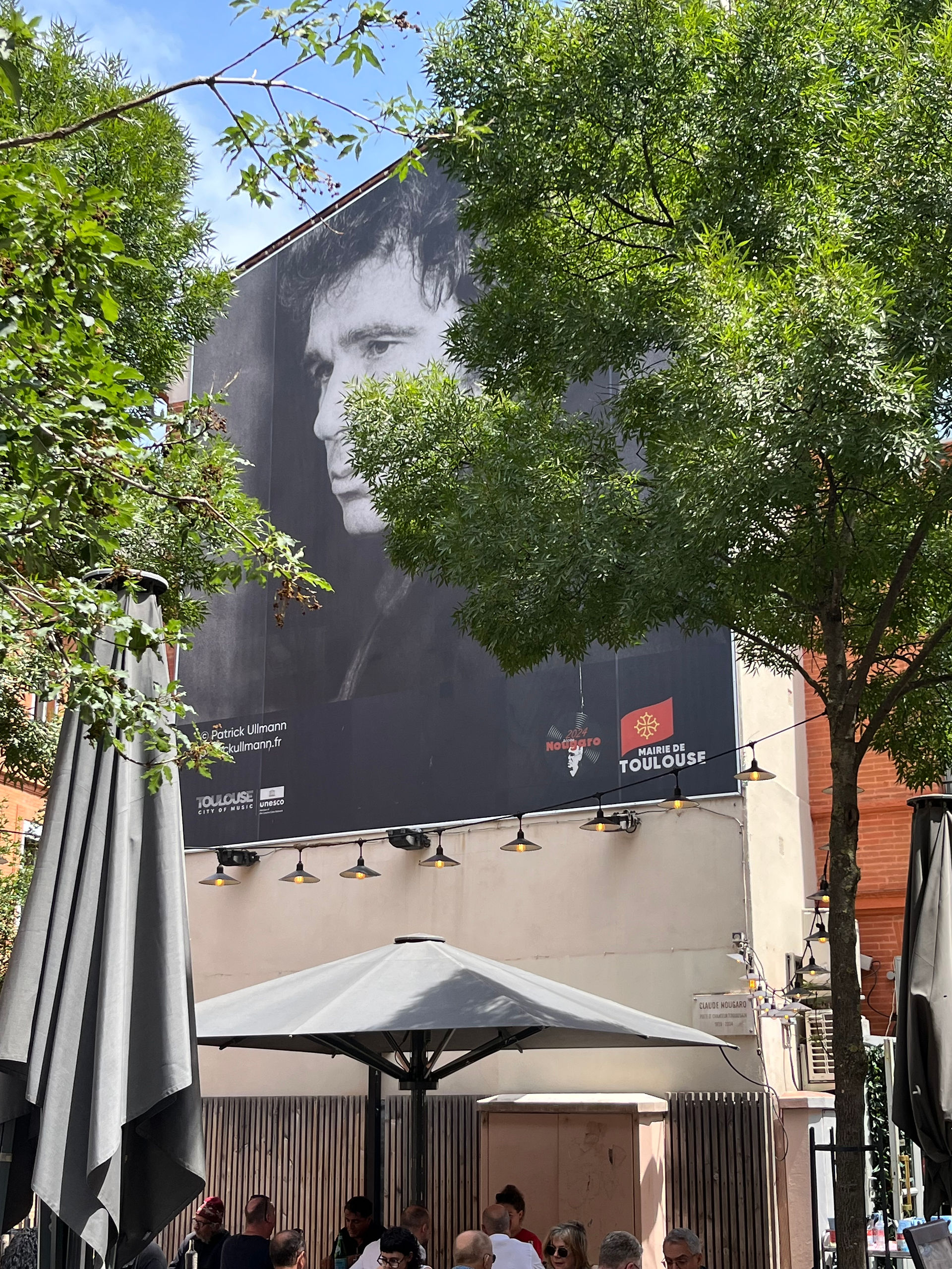 The very famous singer " Claude Nougaro ", born in Toulouse, is depicted on the wall of this building near the quays of Toulouse.