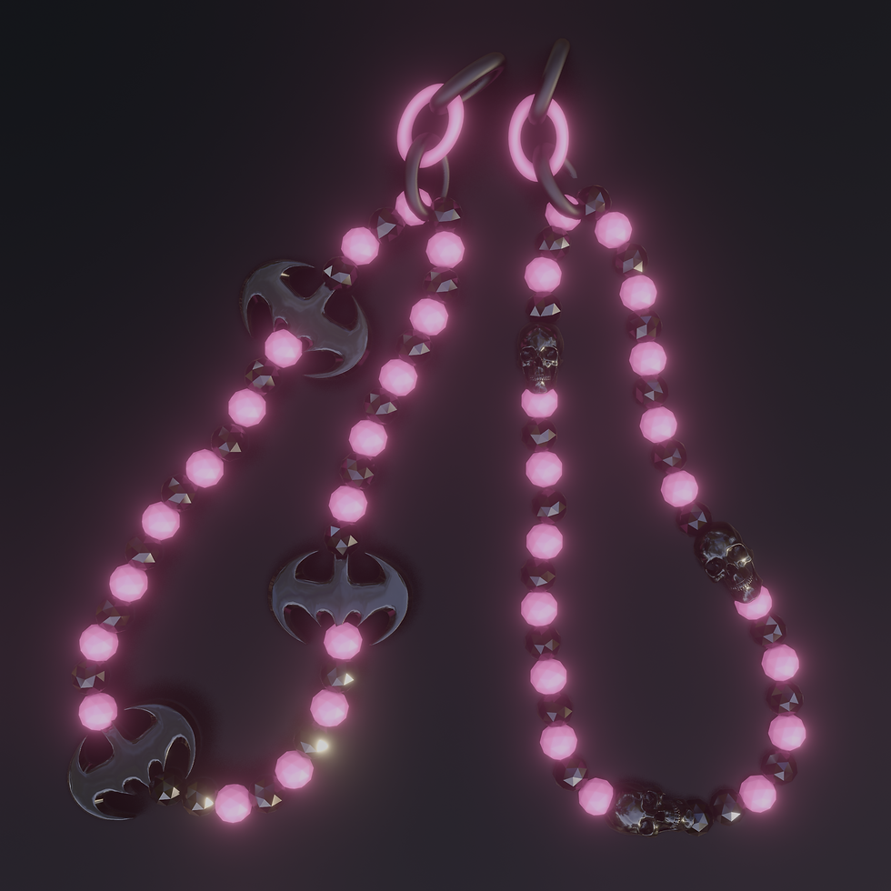 BLACK AND PINK PHONE CHARM