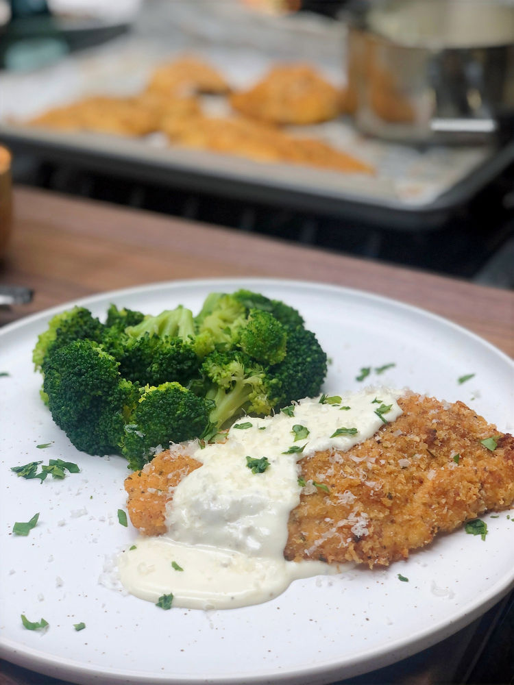 Parmesan Crusted Fish Fillet with Parmesan Cream Sauce