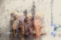 African statues brown - abstract crowds