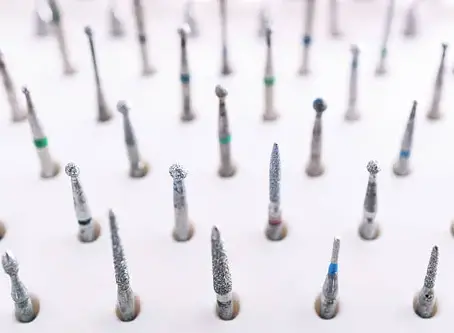 Dental burs on a bur stand