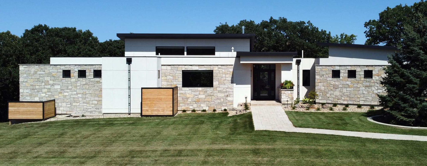 White and stone modern house design