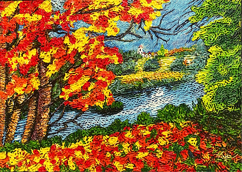 Painting Red thread tied by Maria Sarri Belle