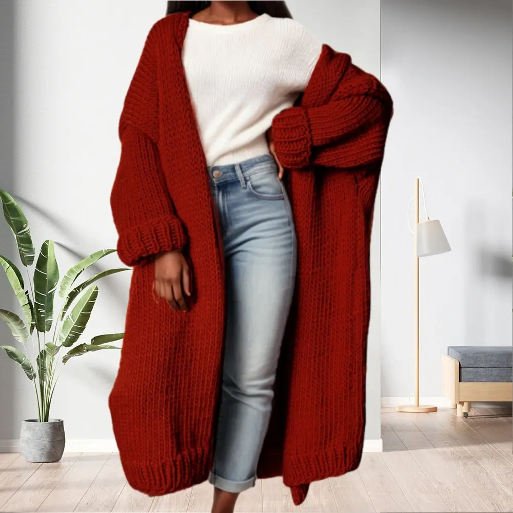 Locker gestrickte Strickjacke mit überschnittenen Schultern