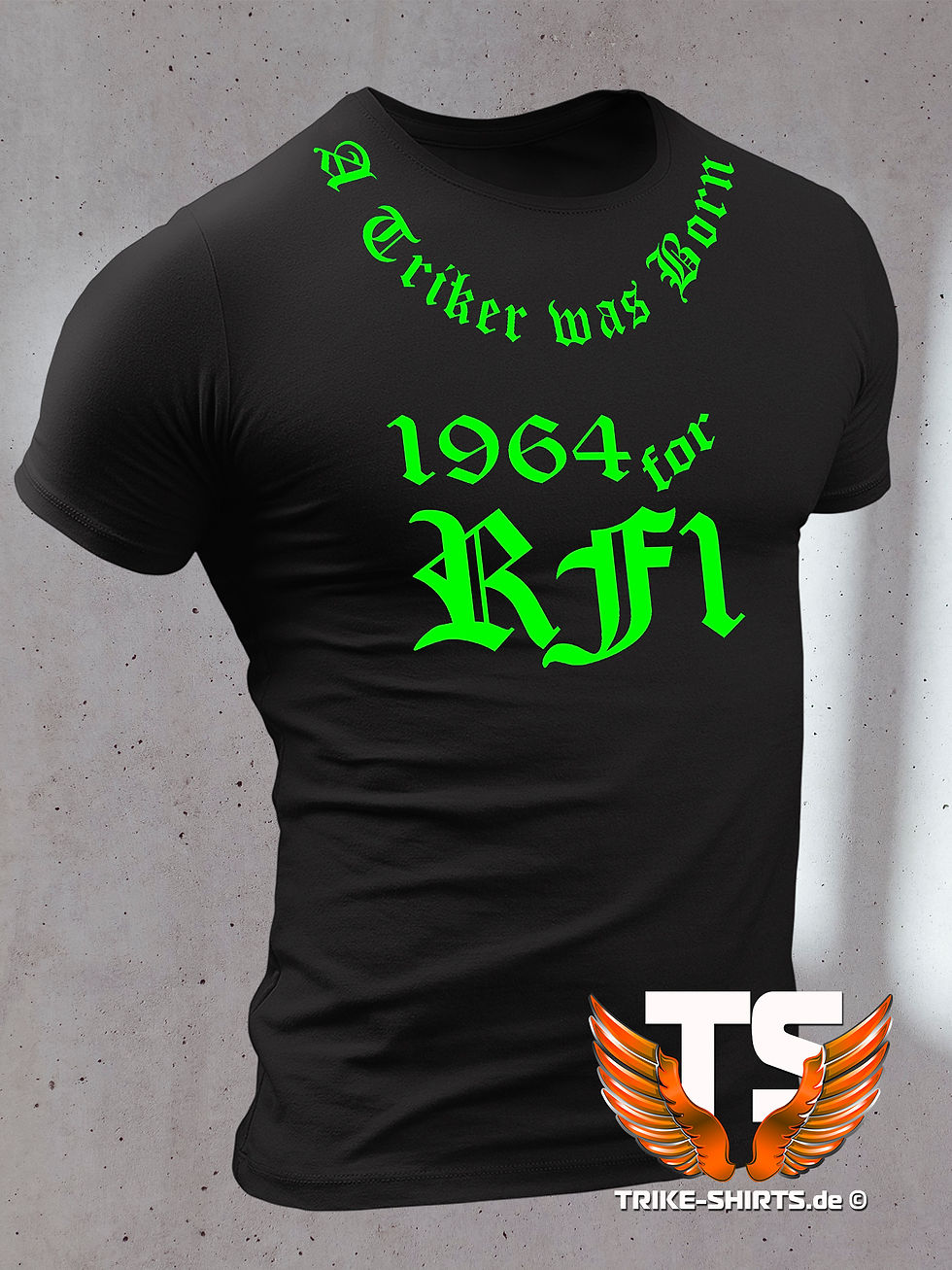 Miniaturbild: T-Shirt Comfort - "A Triker was Born" mit Jahr in 9 Flexfarben