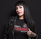 tattooed-girl-wearing-a-t-shirt-template-and-a-black-jacket-against-a-solid-surface-a17174