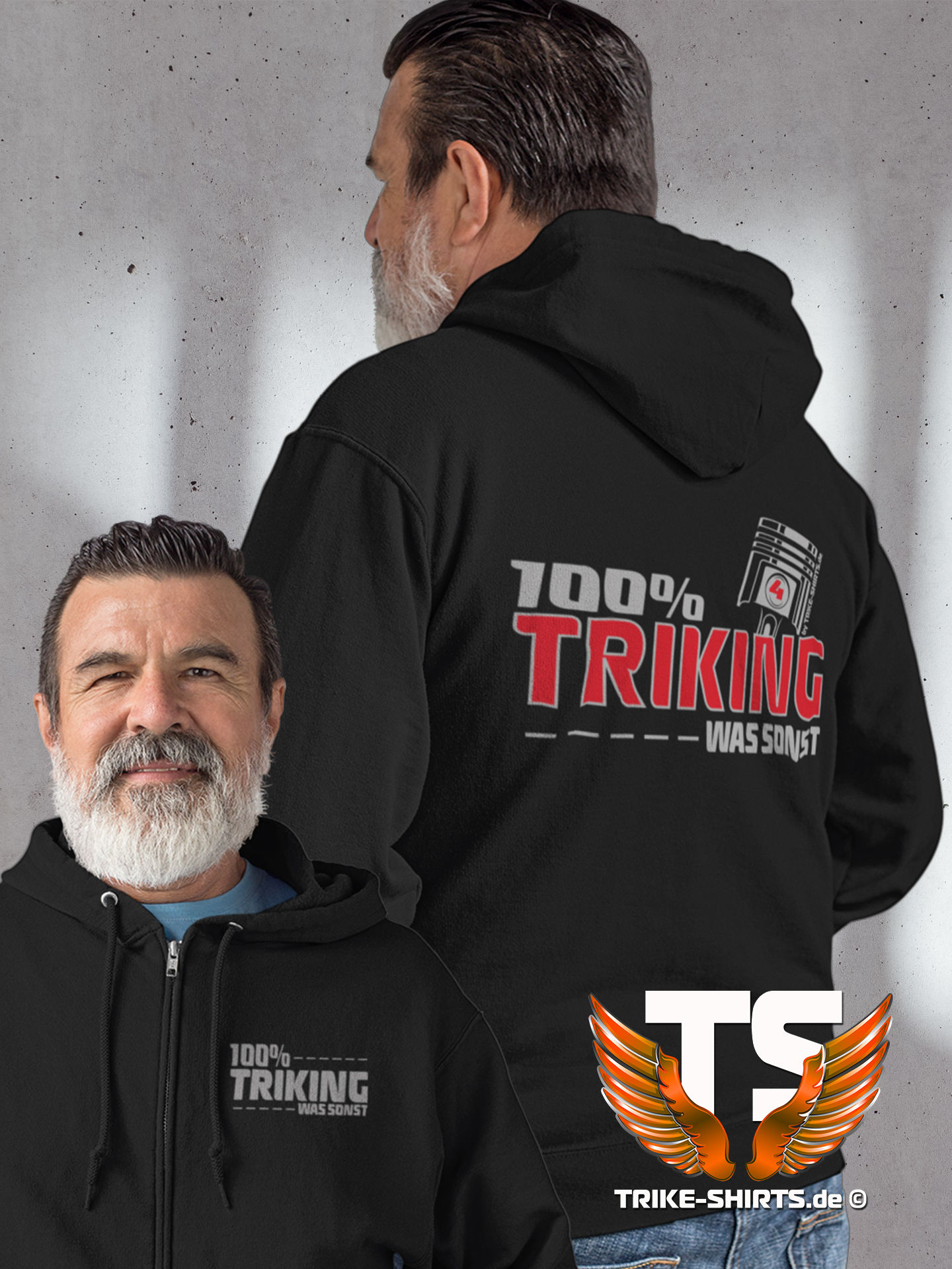 Sweat Jacket Active - "100% TRIKING... WAS SONST !" in 3 Flexfarben