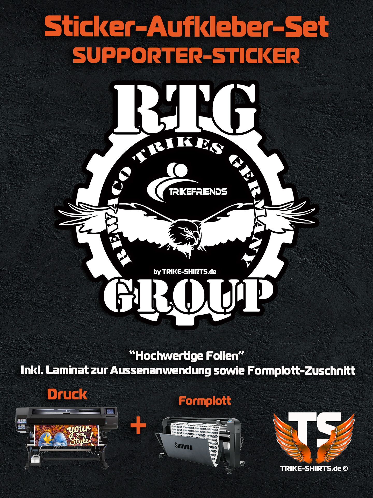 Sticker "Rewaco Trikes Germany" RTG-Group-001-white  - 9x8cm