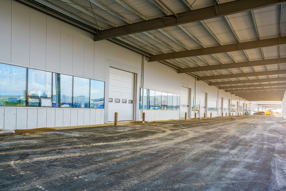 Factory and warehouse buildings in an industrial park