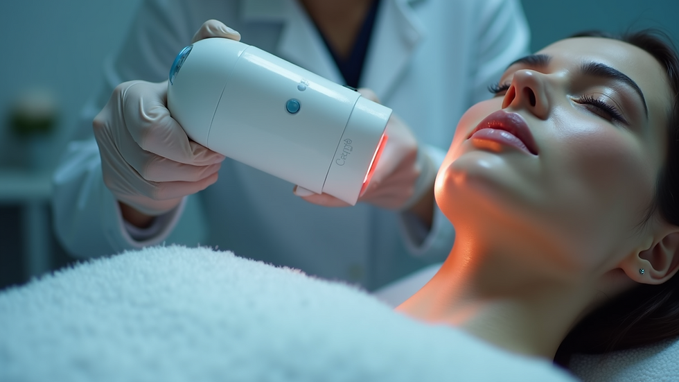 Close-up view of a laser skin treatment device