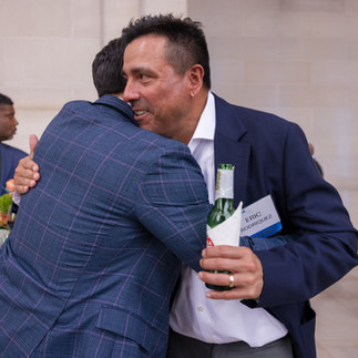 Guests enjoying cocktail hour at Mellon Auditorium