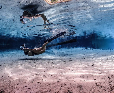 Hannah freediving in a freshwater spring in Florida