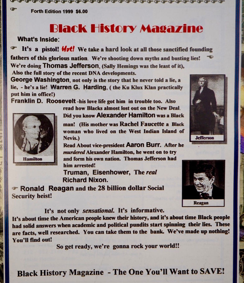 1999 Black History Magazine featuring historical analysis of American leaders