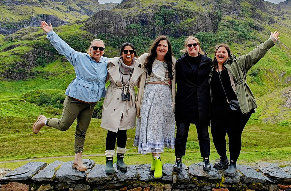 Five happy women on private tours from Inverness in Glencoe.