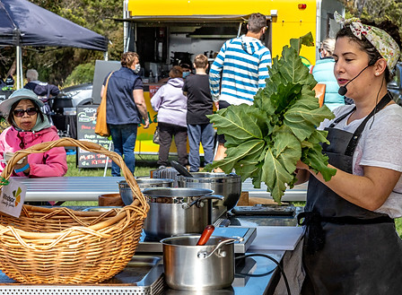 A photo of cooking demonstrations from a previous sustainable living festival