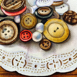 #watercolor vintage buttons #loriandrews