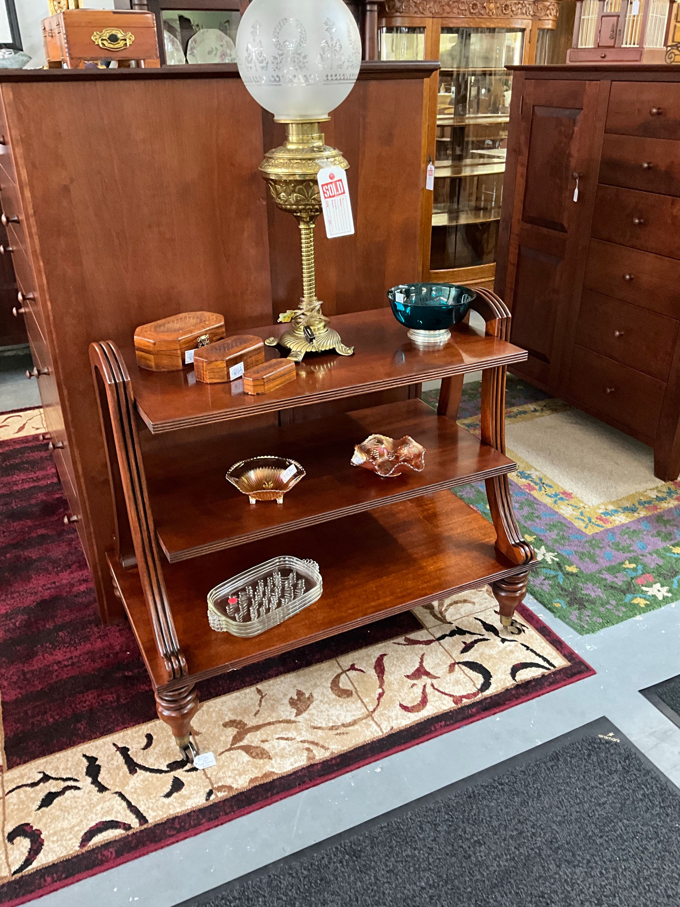 HENREDON TEA/BAR CART SOLID MAHOGANY 