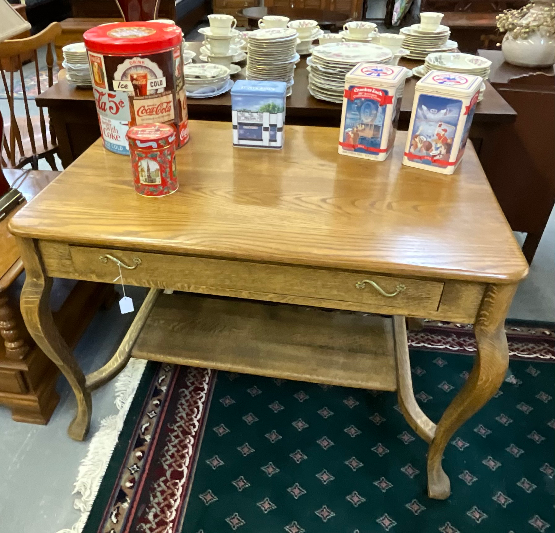 SOLID OAK 1 DRAWER, LIBRARY TABLE/DESK