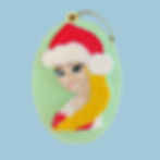 Christmas ornament. Elsa with red Santa hat.