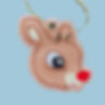 Christmas ornament. Brown reindeer head with red nose.