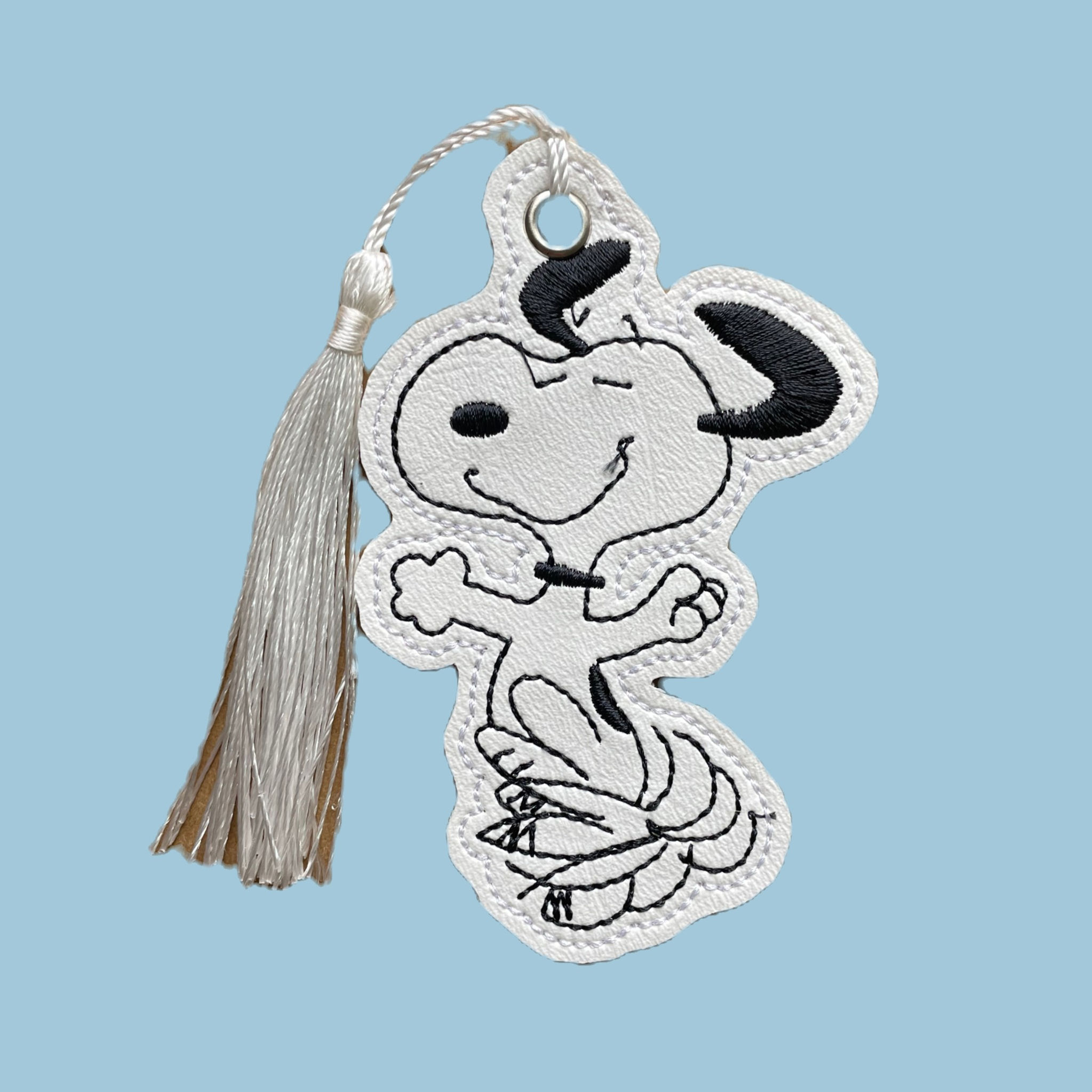 embroidered vinyl bookmark dancing Snoopy