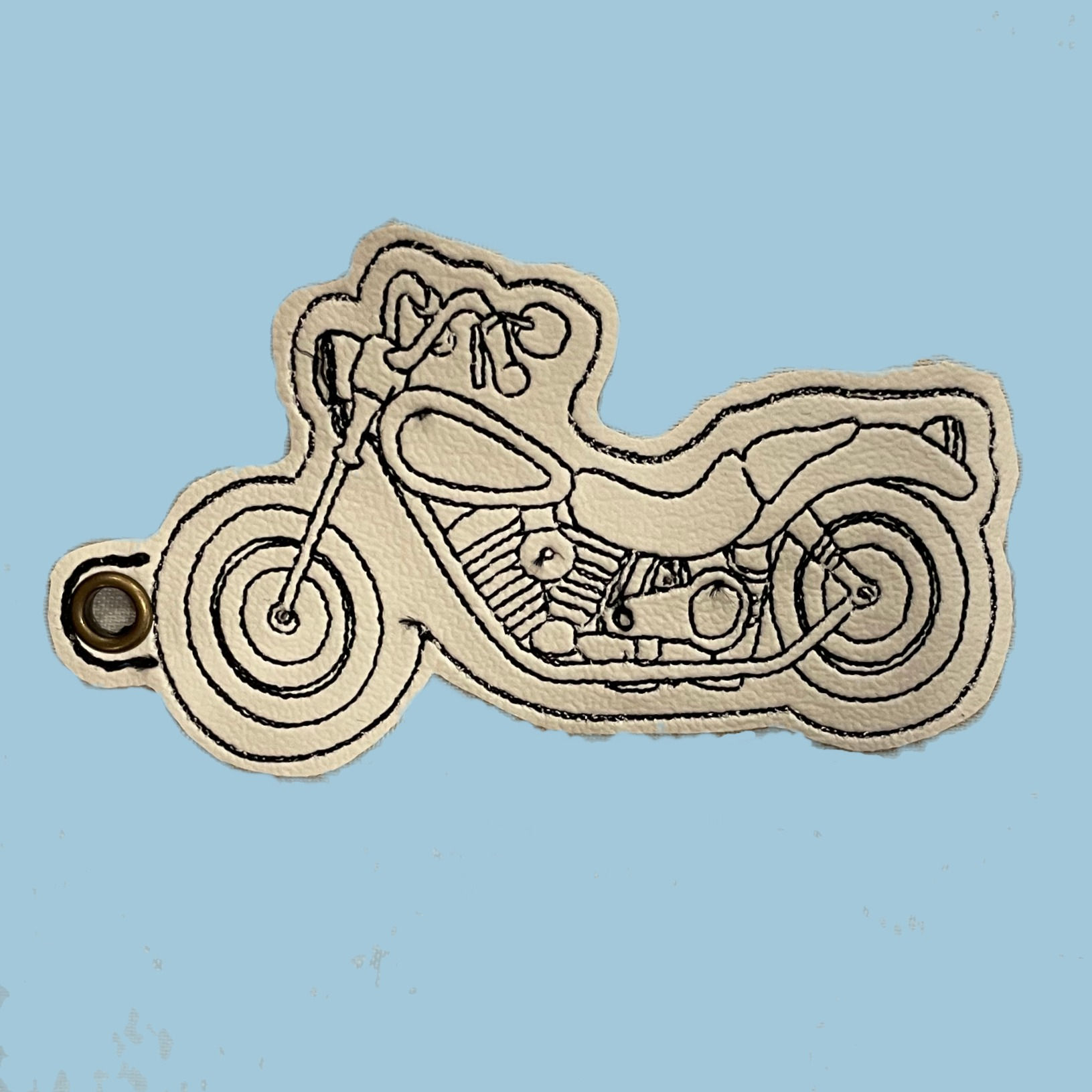 embroidered vinyl bookmark motorcycle