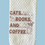 Thumbnail: embroidered white kitchen towel- cats books coffee