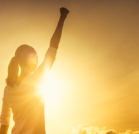 Woman power, victory and winning concept