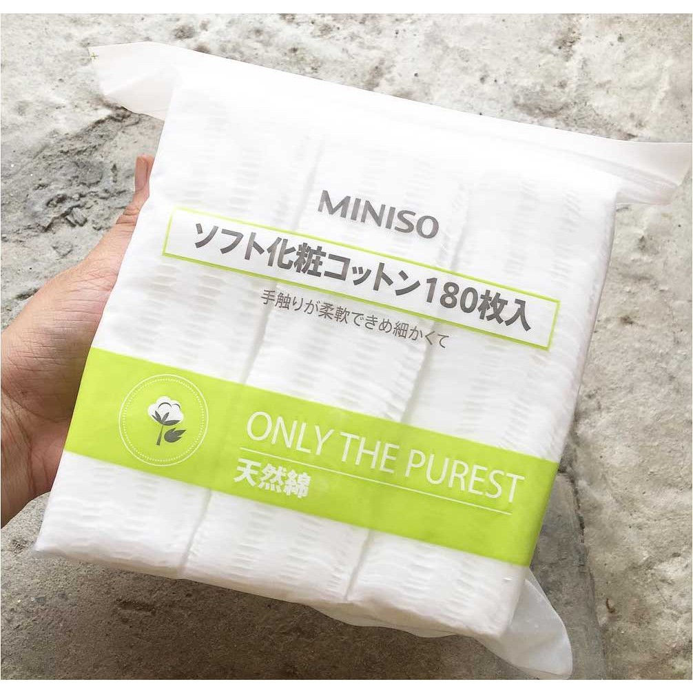 Bông Tẩy Trang Miniso Loại Dày 180 Miếng Vỏ Xanh Lá