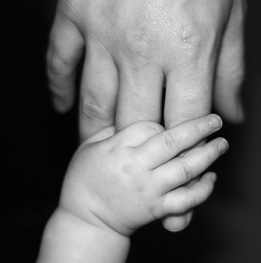 Manos de padres y bebés