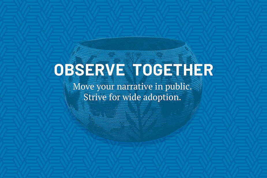 A blue graphic of a basket that has the text "OBSERVE TOGETHER"