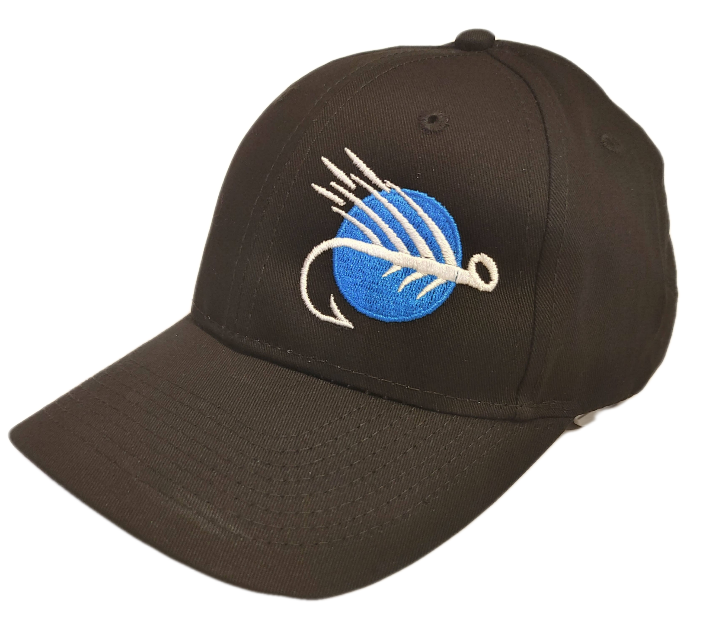 Slickline Fishing Twill 6-Panel Ball Cap- Black Logo Left Offset