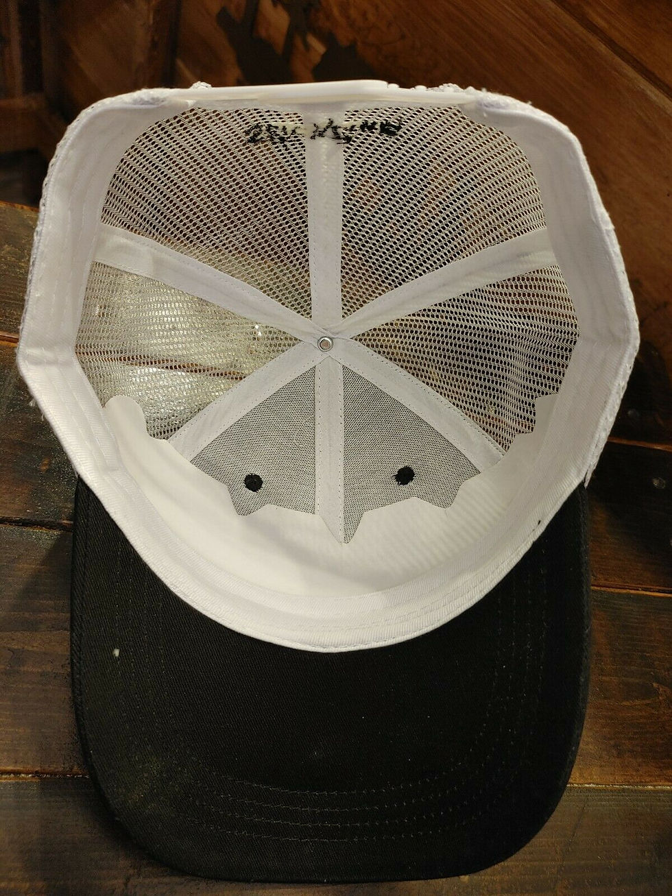 Thumbnail: SLICKLINE FISHING Polyester Mesh Black/White Embroidered Logo Trucker Ball Cap