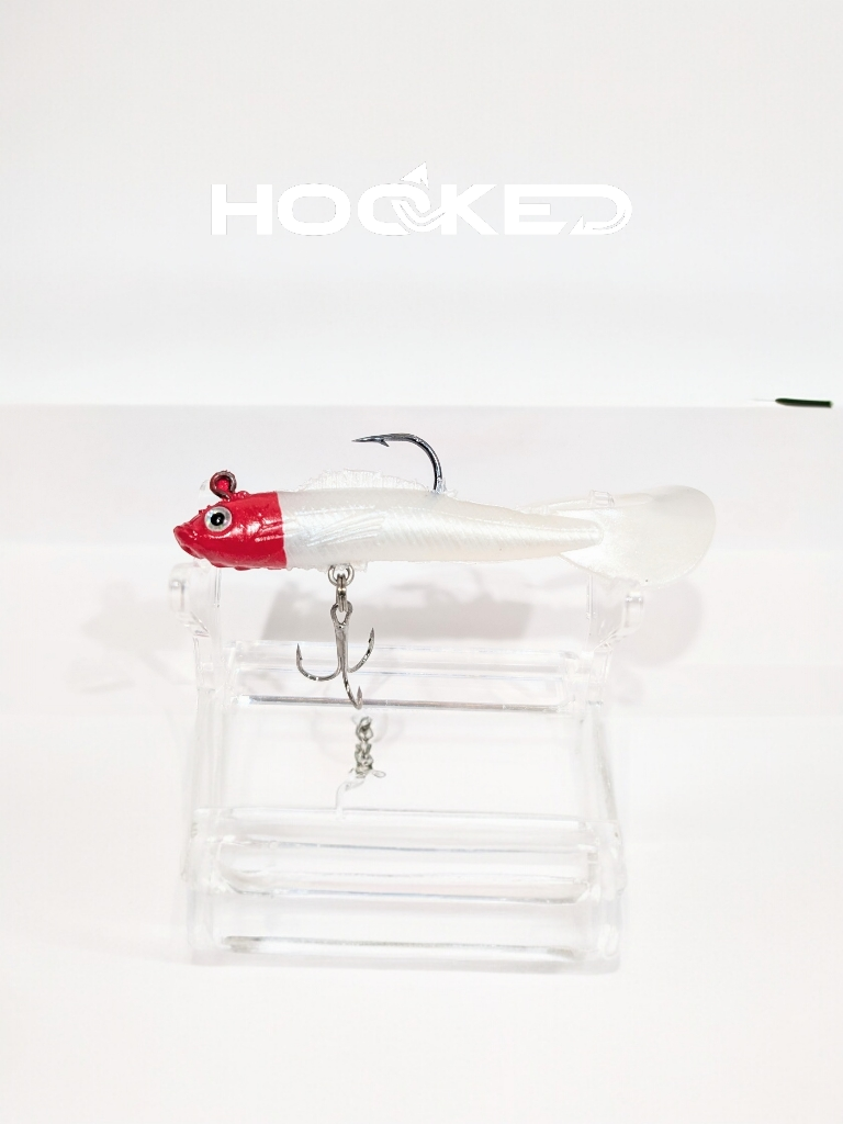 HPF 1/3 oz 3.35 inch Soft Curly Tail Swimbait- Redhead  2-pack 