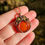 Miniatura: Carnelian & Peridot Pumpkin Pendant - Antiqued Copper