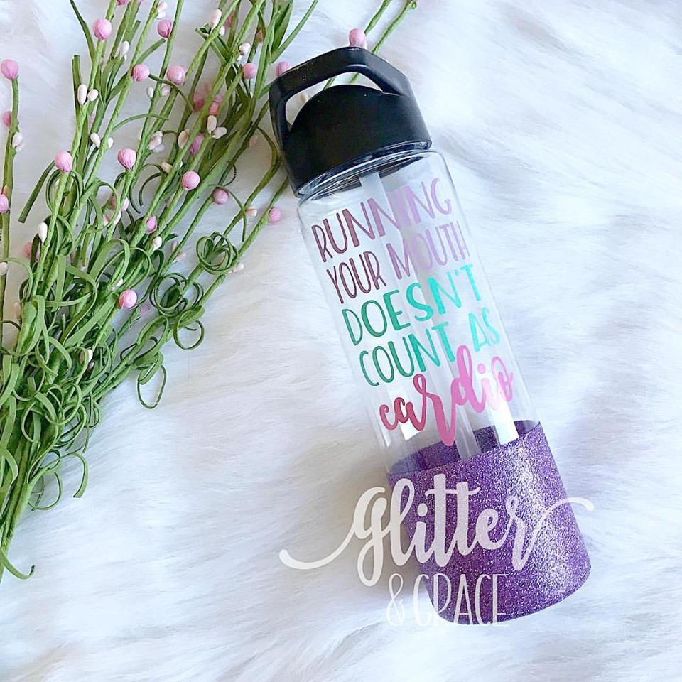 RUNNING YOUR MOUTH DOESN'T COUNT AS CARDIO - WATER BOTTLE