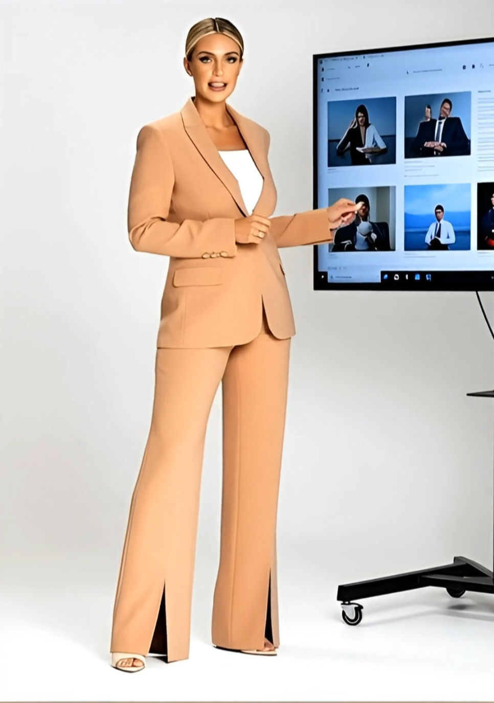 Model wearing Professional capsule wardrobe suit by Vivien Lauren