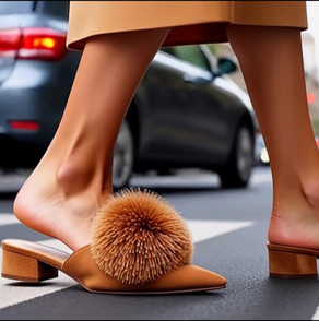 Flat Pom Pom Mules - Handcrafted in Italian Leather Suede Designs by Vivien Lauren