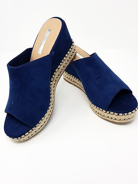 Thumbnail: Platform Mules - Suede Look in Aegean Blue by Vivien Lauren